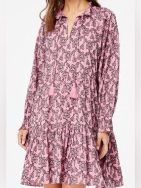Roller Rabbit Janni Dress Floral Pink and Black Size XS